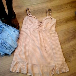 American Eagle Plaid Gingham Ruffle Smock Mini Dress, Sz XL